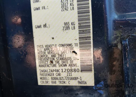 2011 Nissan Altima 2.5 S z USA, uszkodzony, nr VIN 1N4AL2AP4BC120880